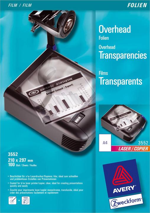 Produktbild Avery Overhead-Folien (A4, 100 Stück, 100 µm)