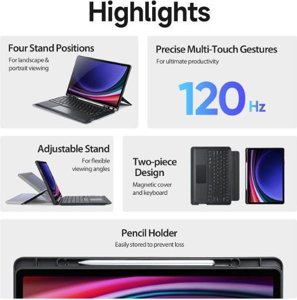 Image du produit Dux Ducis Étui pour clavier de la série DK (US, Galaxy Tab S9 FE+, Galaxy Tab S9+, Galaxy Tab S10+)