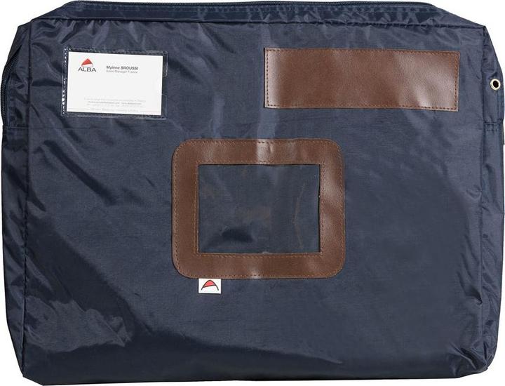 Immagine prodotto Alba Borsa da banco "POCSOU B" con piega elastica, in nylon, zip blu, finestra per mittente, dimensioni: (1 x)