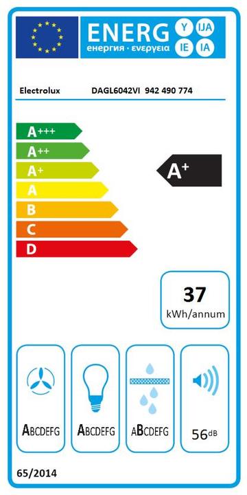Energie-Label Electrolux DAGL6042VI (Flachschirmhaube)