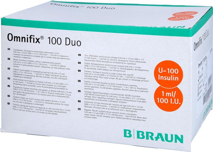Produktbild B.Braun Insulin 1 ml duo mit Kanüle G26 (Insulinspritze)