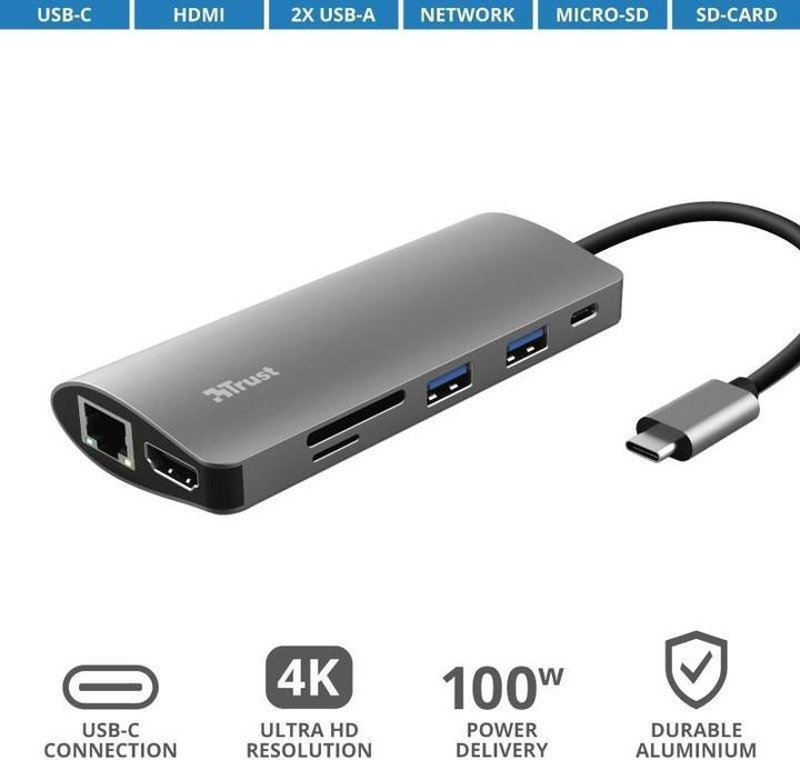 Image du produit Trust Station d'accueil Dalyx 7-en-1 USB-C (USB-C, 1 Ports)