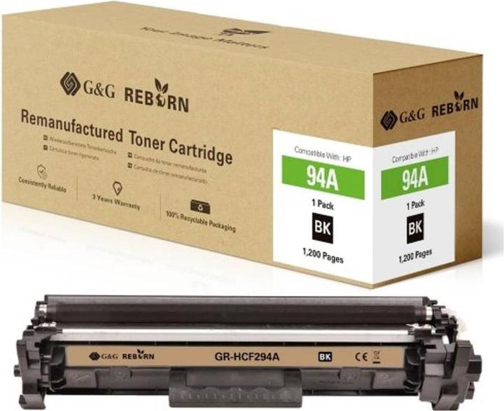 Produktbild G&G Toner ersetzt HP 94A Kompatibel Schwarz 1200 Seiten Reborn remanufactured 2