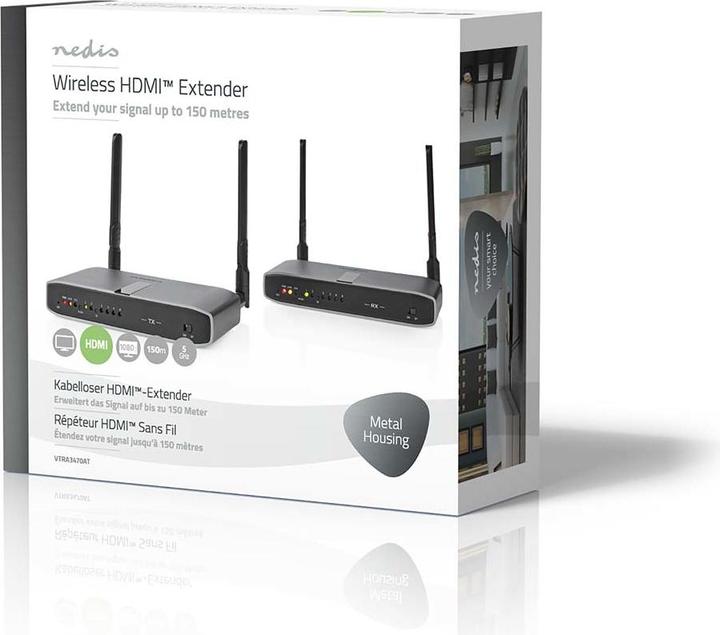 Immagine prodotto Nedis Wireless HDMI ™ Trasmettitore | WLAN | 5,15 - 5,85 MHz | 100,0 m (linea di vista) | Risoluzione (0.08 m, HDMI)