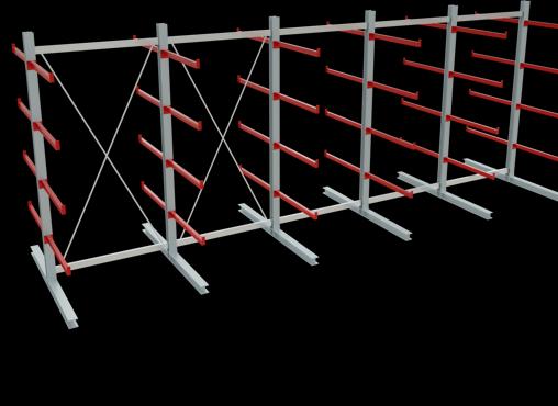 Produktbild Schulte Lagertechnik K 6000 Kragarm-Grundregal 6 Ständer - 2-seitig
