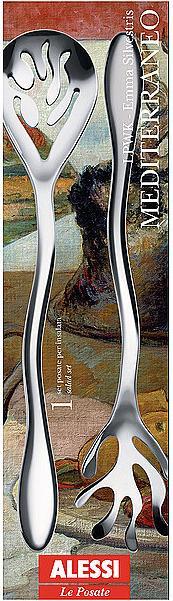 Actual product image Alessi MEDITERRANEO salad servers, silver colour (Salad servers)