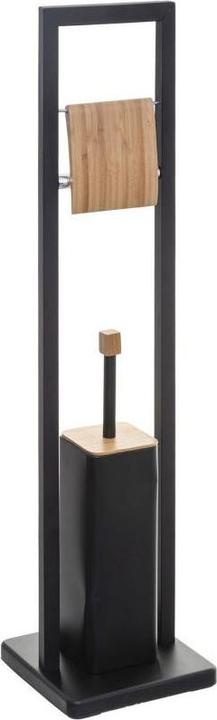 5Five Toilet roll holder with toilet brush - black / bamboo