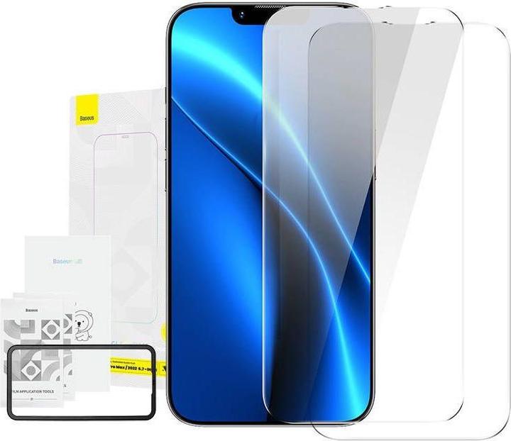 Produktbild Baseus All-glass Crystal Tempered Glass EasyStick Film iP14 (Pack of 2) (2 Stück, Apple iPhone 13 Pro Max, Apple iPhone 14 Plus)