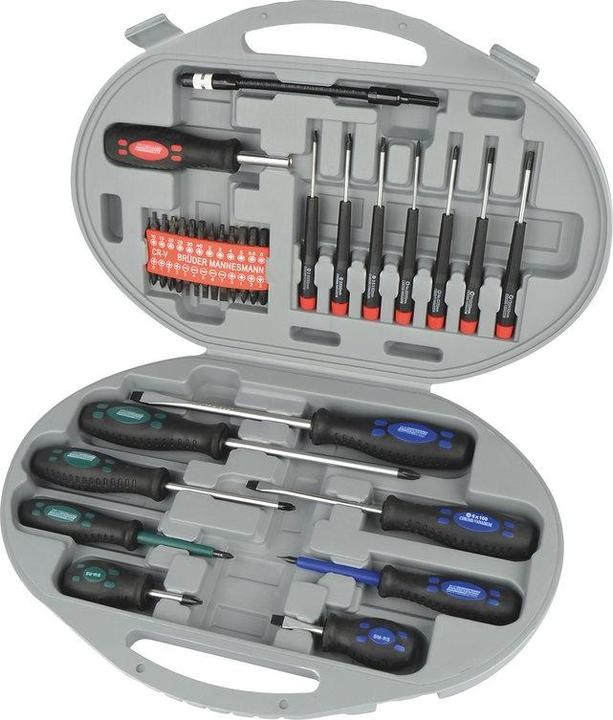 Mannesmann Werkstatt Schraubendreher-Set (Phillipps-Kreuzschlitz (PH), Innensechskant, Pozidriv-Kreuzschlitz (PZ), Schlitzschrauben)