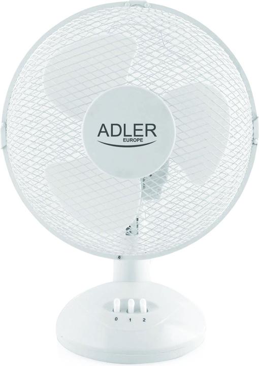 Adler Tischventilator Durchmesser 23cm weiss/35 Watt, Schutzgitter (56 dB)