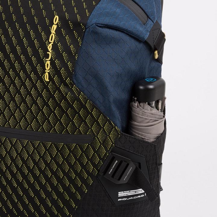 Produktbild Piquadro Laptoprucksack mit iPad Fach und Diebstahlsicherung Blau/Gelb (25.50 l)