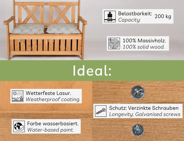 Image du produit Needs&Wants Gartenbank "Chesty3" mit Truhe u. Abdeckung, Tanne (braun)