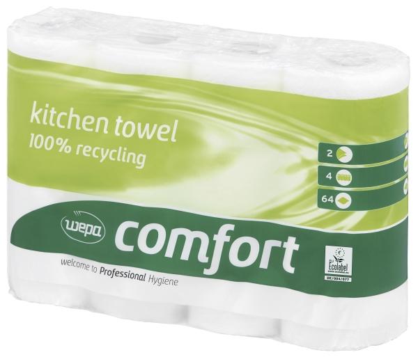 Wepa Satino by comfort Essuie-tout 2 plis I 4 rouleaux I 100% recyclé I 167050