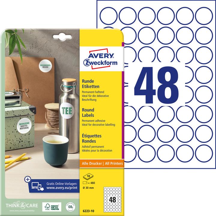 Avery Runde Etiketten
