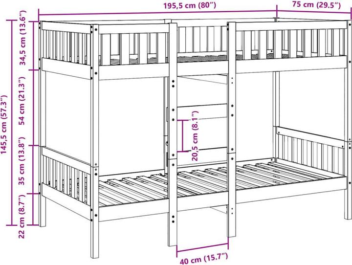 Actual product image VidaXL Bunk bed (75 x 190 cm)