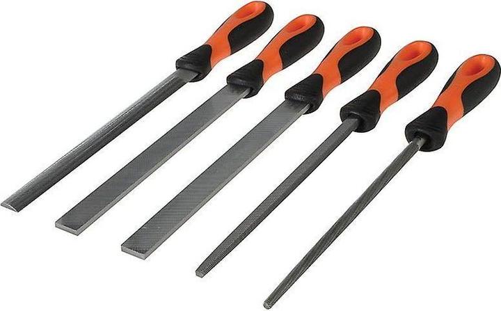 Produktbild Bahco ERGO Feilensatz, 4 x Bastardhieb/1 x Halbschlicht 200 mm 5-teilig (Hieb 1, 200 mm)