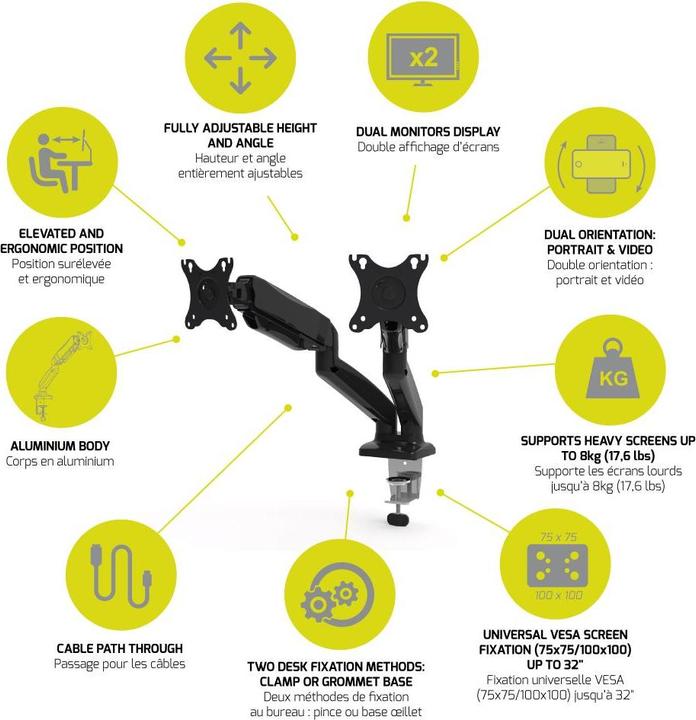Produktbild Port Designs Monitor Arm Vesa Dualscreen (Tisch, 32.01")