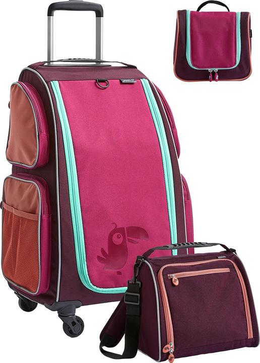 Haba Kinderkoffer Rolltrolley mit Trolleytasche und Kulturbeutel