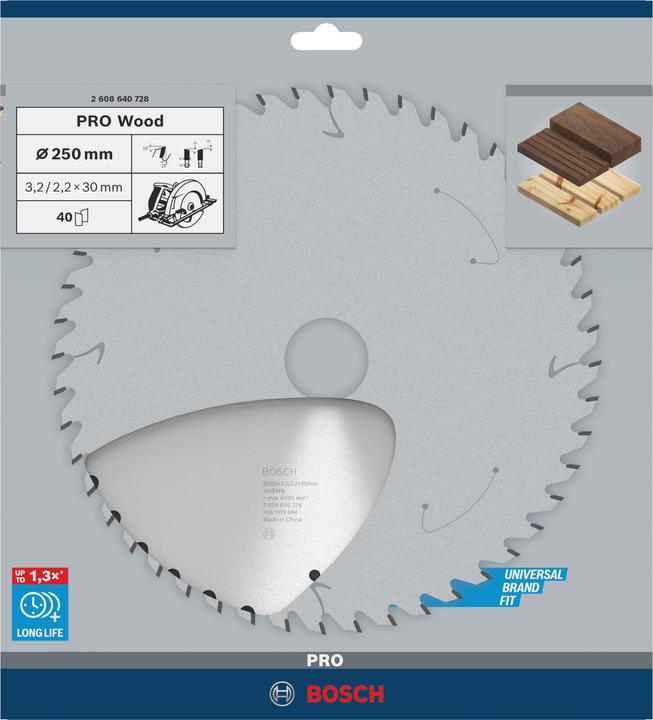 Produktbild Bosch Professional Zubehör PRO Wood Kreissägeblatt, 250 x 3.2 x 30 mm