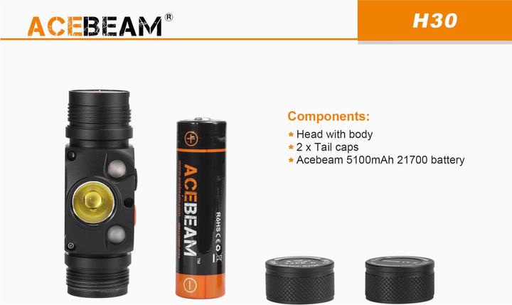 Image du produit AceBeam Lampe frontale H30 avec 4000 Lumen (4000 lm)