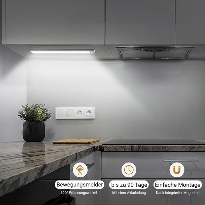 Produktbild Lighty Sensorlampe - Kabellose LED Lichtleiste mit Bewegungsmelder (23 cm) - Warmes Licht