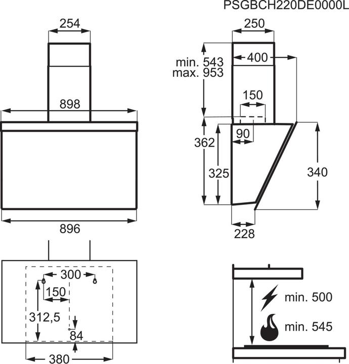 Image du produit AEG DAMPKAP DVE5961HB (Hotte murale)