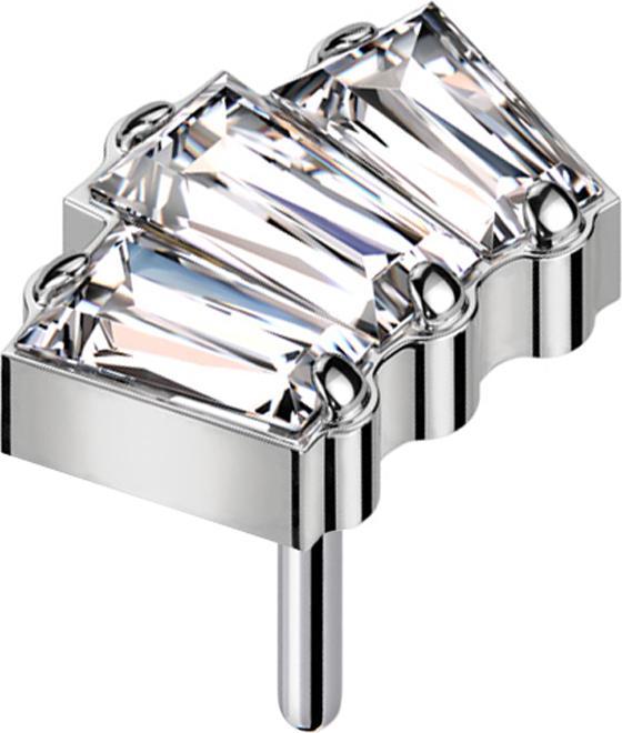 Star Piercing Threadless silber drei Baquette Kristalle silber (ohne Messing, Titan G23)