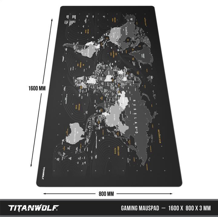 Actual product image Titanwolf Gaming mouse pad, 1600 x 600mm XXXL speed gaming mouse mat, mouse pad extra-large surface, world map (XXL)