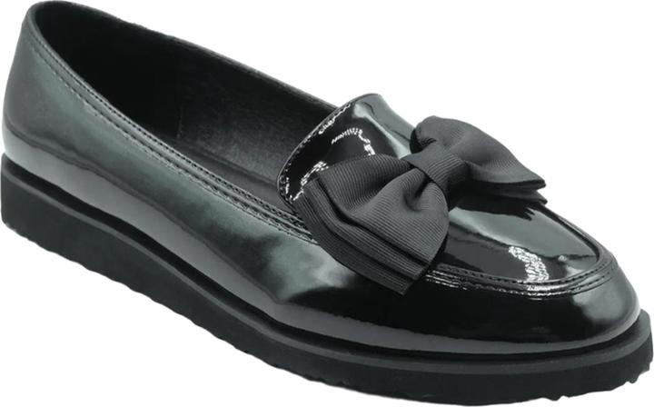 Actual product image Where's That From Womens/Ladies Alpha Bow Patent Faux Leather Wide Loafers (36)