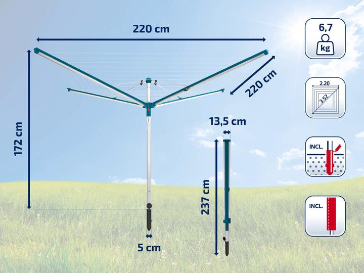 Image du produit Leifheit Séchoir parapluie Linomatic 600 Deluxe Cover (60 m)