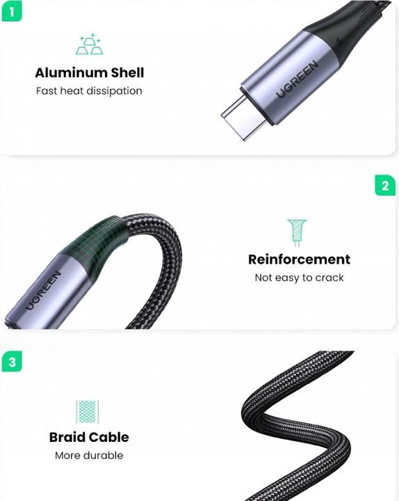 Actual product image Ugreen USB C – USB C (1 m, USB 3.2 Gen 2)