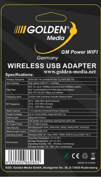 Produktbild Golden Media Power WiFi USB-Adapter (USB 2.0)