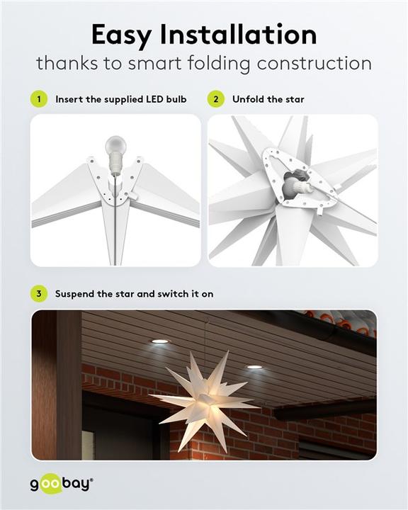 Produktbild Goobay LED-Weihnachtsstern 3D, Ø 56 cm, batteriebetrieben