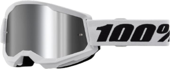 100% STRATA 2 Goggle White - Mirror Silver Lens (Weiss, Mirror Silver)