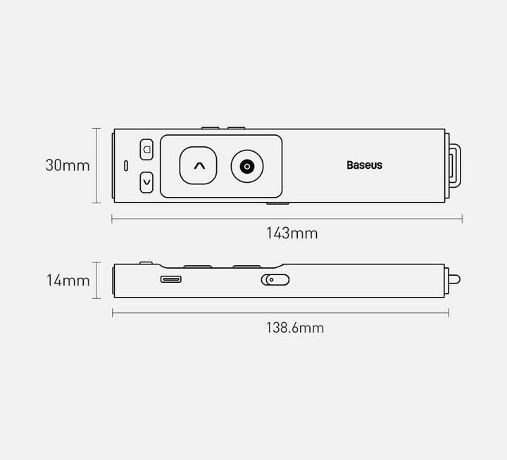 Actual product image Baseus Orange Dot Wireless Presenter (Red Laser)(Charging) Grey
