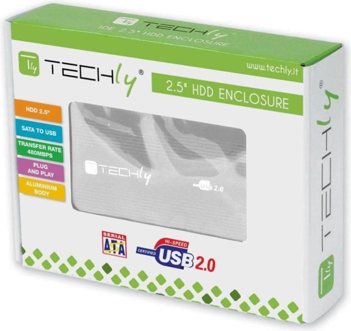 Actual product image Techly I-CASE SU-25-WS storage unit enclosure External HDD enclosure Silver 2.5' (2.5")