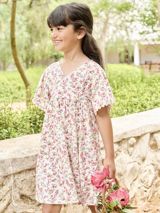 Produktbild Vertbaudet Geblümtes Mädchen Kleid mit Wickelausschnitt (110)