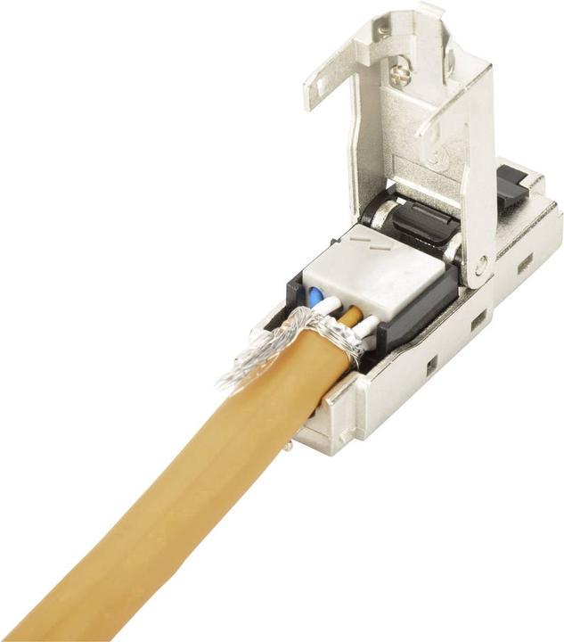 Actual product image Digitus Shielded RJ45 plug for field assembly AWG 22-27 10 GBit Ethernet PoE+ Dust cap Anti-kink protection (Network cable plug)