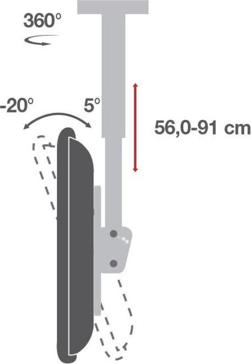 Produktbild Techly Telescopic Ceiling Support Dual (Decke, 55", 90 kg)