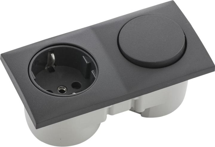 Produktbild Berker Integro Flow Schalter anthrazit matt + Steckdose anthrazit