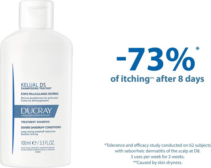 Actual product image Ducray Kelual DS intensive care shampoo for seborrhoeic eczema (100 ml, Liquid shampoo)