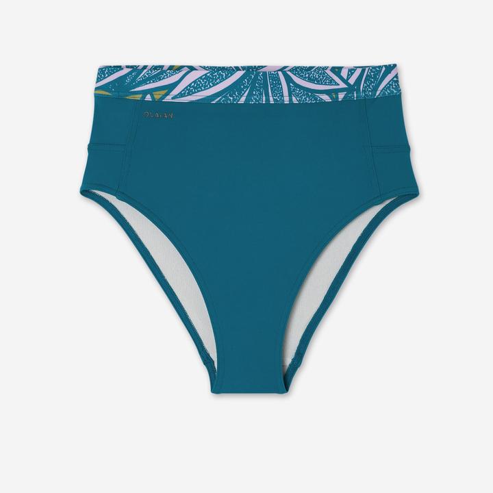 Olaian Bikini-Hose Damen hoher Bund Rosa blau (40, 42)