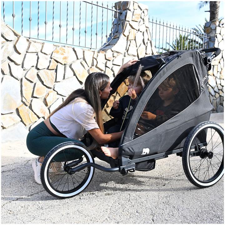 Actual product image Deryan 3in1 Fahrradanhänger für 2 Kinder