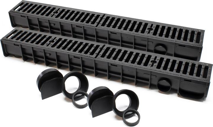 Image du produit Wiltec Caniveau 2x1m Grille recouvrement 12,5t Fonte Drainage Eaux usées Rigole Grille évacuation Garage
