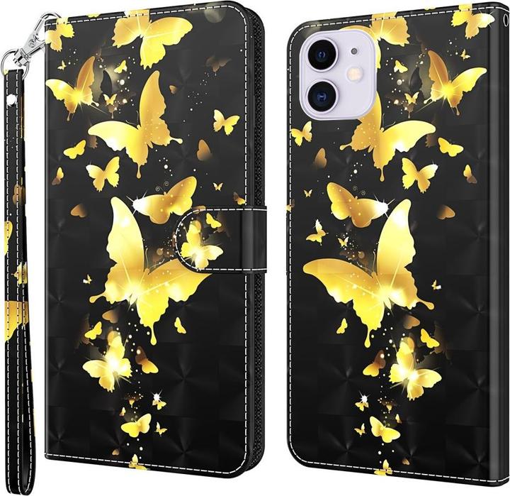 Image du produit Cover-Discount iPhone 13 mini - Étui effet paillettes papillon or (Apple iPhone 13 mini)
