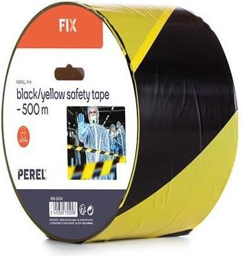 Image du produit Perel Ruban de sécurité noir/jaune - 500 m - Rouleau (80 mm)