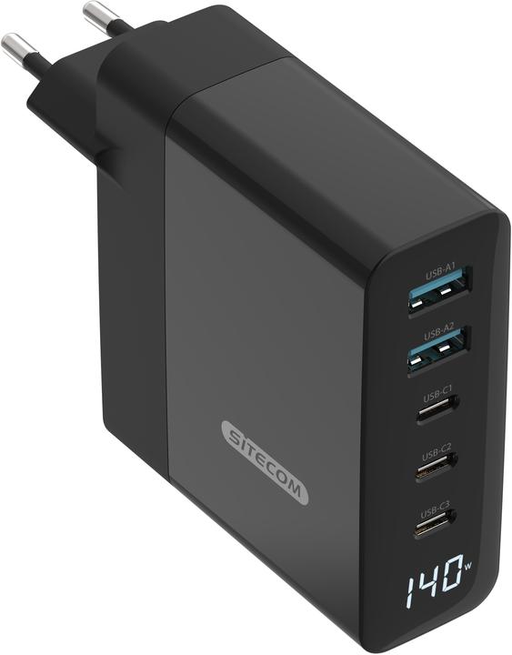 Actual product image Sitecom 140w Pd Wall Charger, LED Screen (140 W)