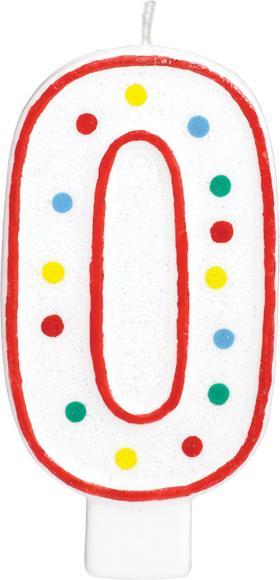 Image du produit Amscan Nombre Bougies Anniversaire 0 Blanc & Dots (12 x)