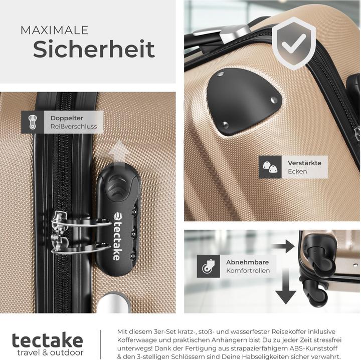 Actual product image tectake 3er Kofferset Talia mit Kofferwaage und Kofferanhänger (93 l, L (90 - 115l))