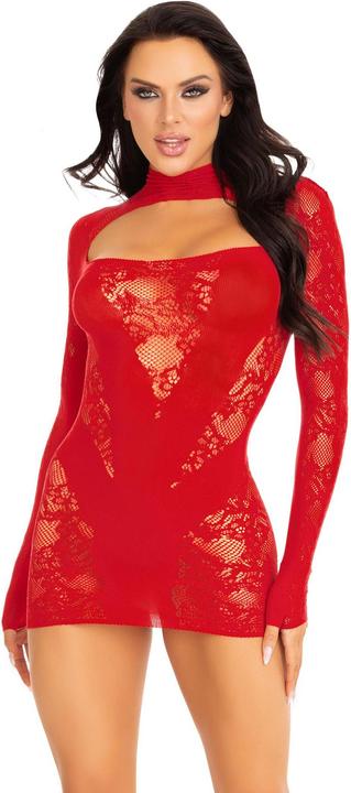 Produktbild Leg Avenue Minikleid Mit Spitze Langarm Rot (One Size)